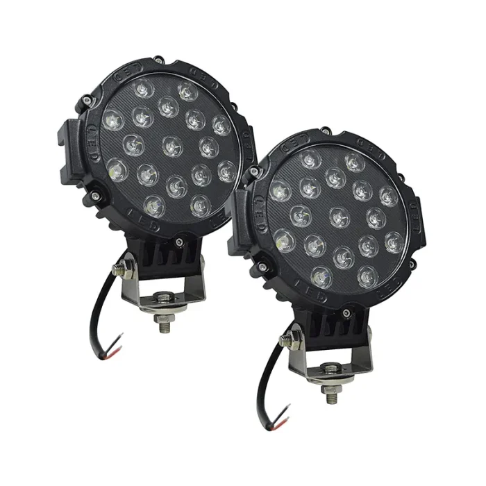 Toby's LED Spot Light, 2 pieces 7 inches 51W Black Flood Beam LED Work Light Bar for Jeep, Truck, Car ATV SUV 4X4 Truck Driving Lamp