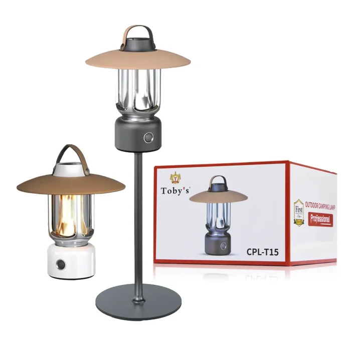 Toby's CPL-T15 Camping Lantern 3 Lighting Modes Multiple Power Supply Options (Grey)