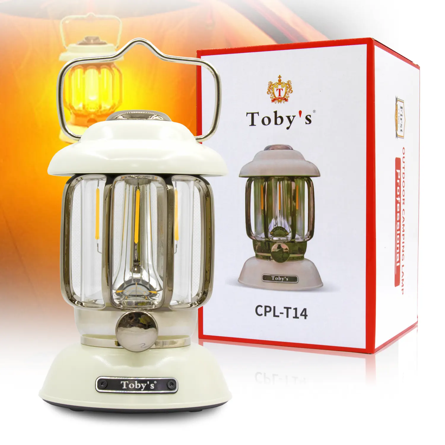 Toby's CPL-T14 Led Camping Lights Portable Retro Atmosphere Lantern Stepless-dimming Knob Rechargeable Desk Lamp Reading Night Lights for Bedroom Office Hiking (White)