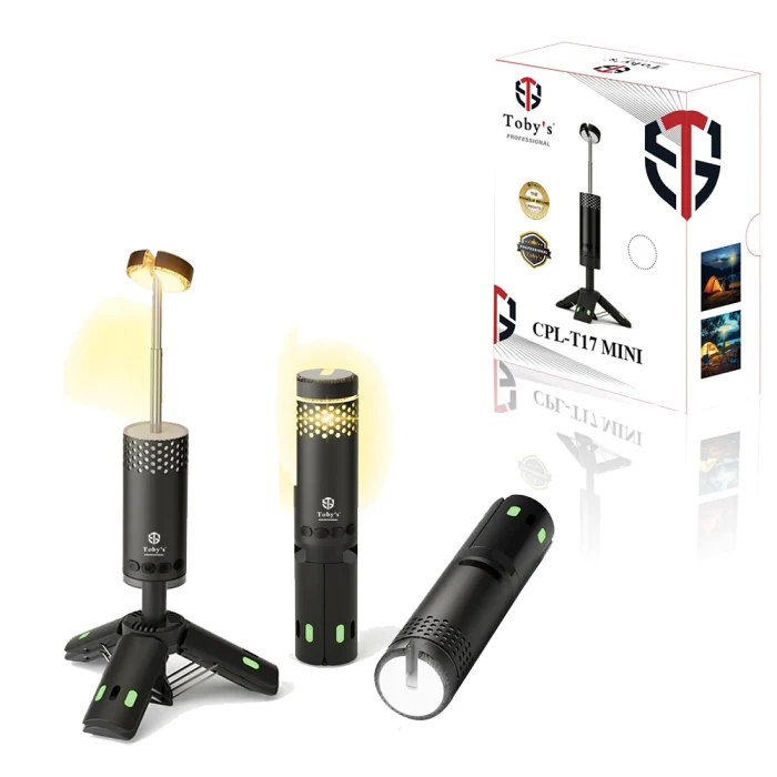 Tobys New CPL-T17 Mini Rechargeable Portable Camping Lantern With Extendable Tripod 3 Color USB Light